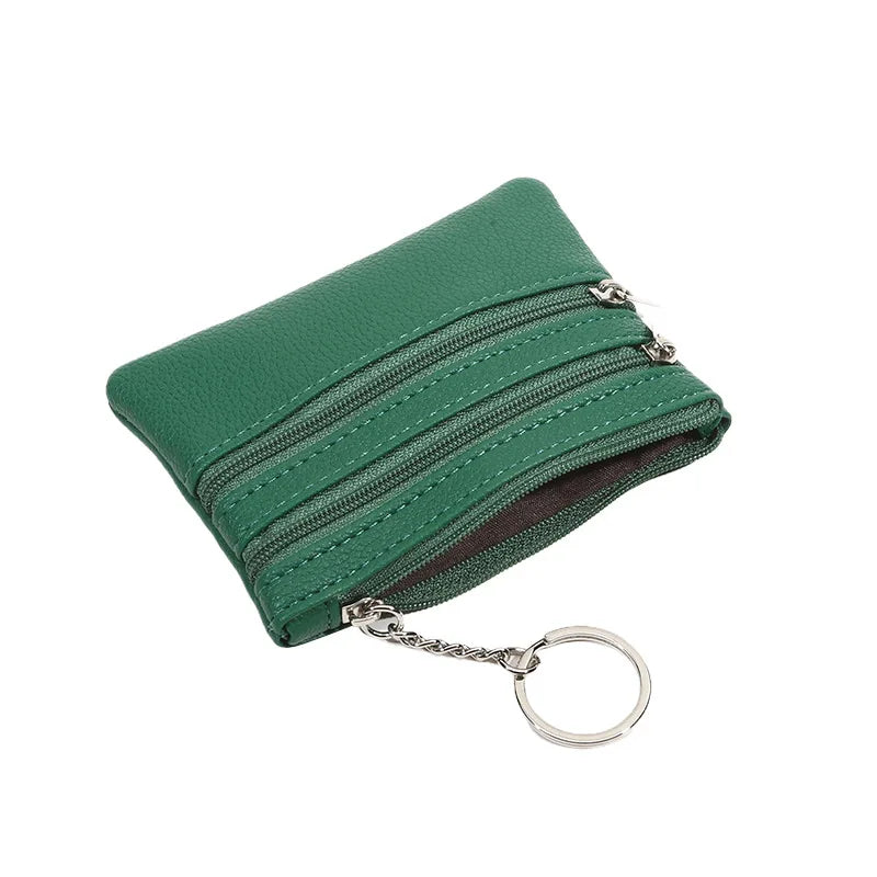 PU Leather Money Coin Purse 2025 New with Key Ring Waterproof Pocket Purse Zipper Wear-resistant Credit Card Holoder Male