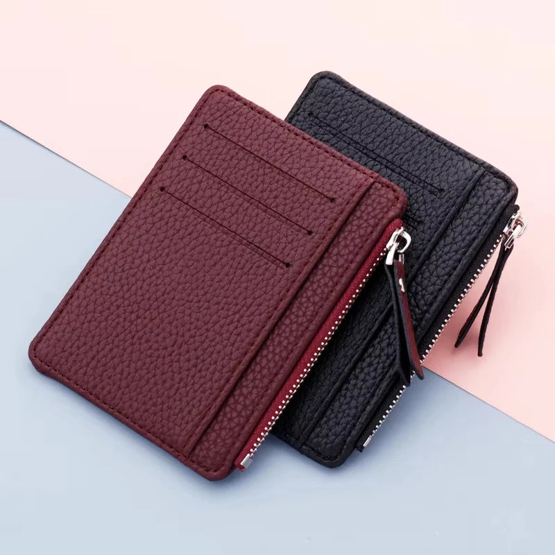 PU Leather Women ID Credit Bank Card Holder Zipper Slim Wallet Fashion Small Coin Purse Money Clip Case Cardholder Cover