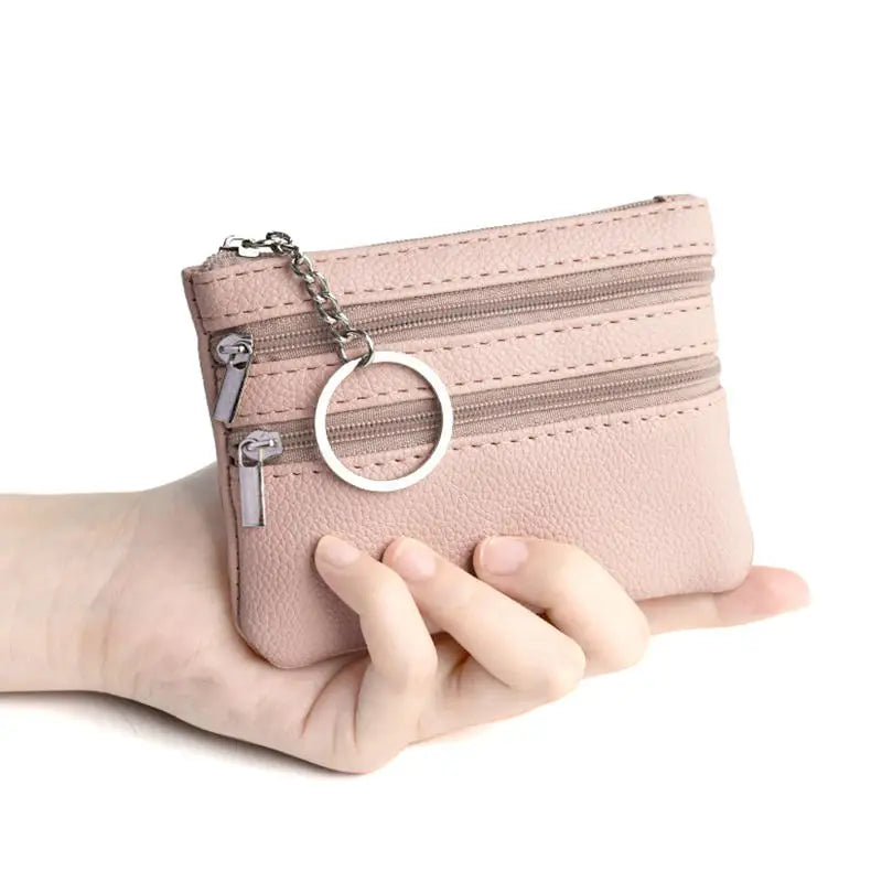 PU Leather Money Coin Purse 2025 New with Key Ring Waterproof Pocket Purse Zipper Wear-resistant Credit Card Holoder Male