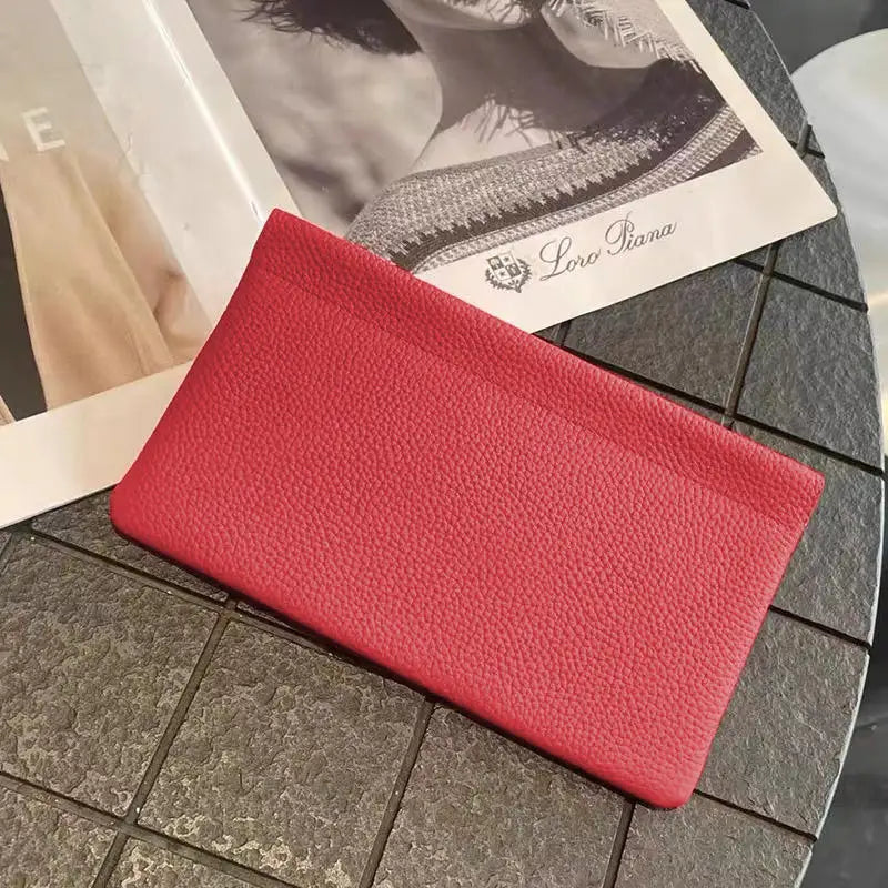 Portable PU Leather Wallet Automatic Closed Ultra-thin Coin Purse Large Capacity Phone Bag For Women Lady Girl Gift