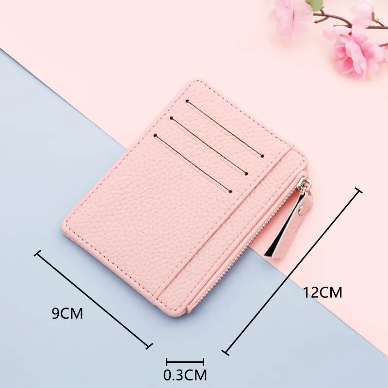 PU Leather Women ID Credit Bank Card Holder Zipper Slim Wallet Fashion Small Coin Purse Money Clip Case Cardholder Cover