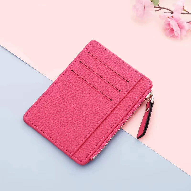 PU Leather Women ID Credit Bank Card Holder Zipper Slim Wallet Fashion Small Coin Purse Money Clip Case Cardholder Cover