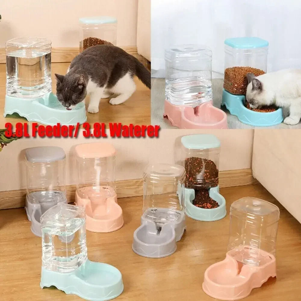 26pcs3.8L PP Material Pet Feeder Pet Water Fountain Drink Bowl Automatic Pet Feeder Large Cat Dog Food Dispenser
