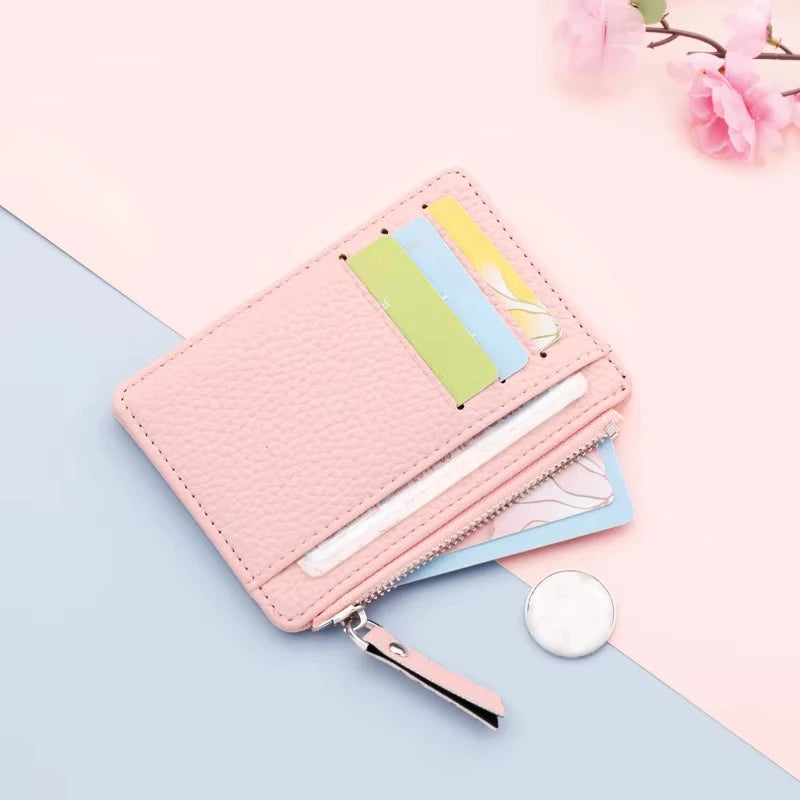 PU Leather Women ID Credit Bank Card Holder Zipper Slim Wallet Fashion Small Coin Purse Money Clip Case Cardholder Cover