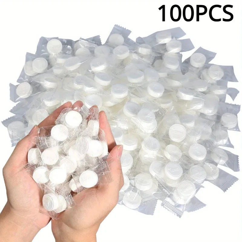 50/100PCS White Compressed Towels Portable Disposable Mini Face Towels Suitable for Outdoor Travel Barbecue Outdoor Camping