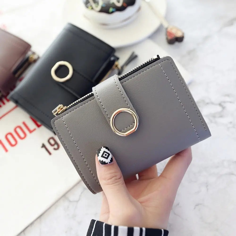 Fashion PU Leather Women Wallet Large Capacity Multiple Card Slots Short Purses Lightweight Zipper Coin Purse For Girls Women's