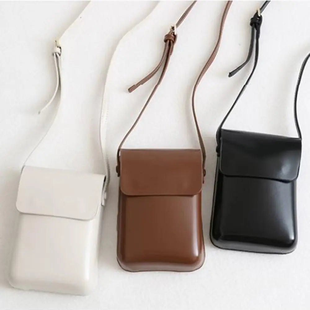 PU Leather Flap Crossbody Bags Phone Wallet Simple Solid Women Handbags Vertical Large Capacity Phone Shoulder Purses