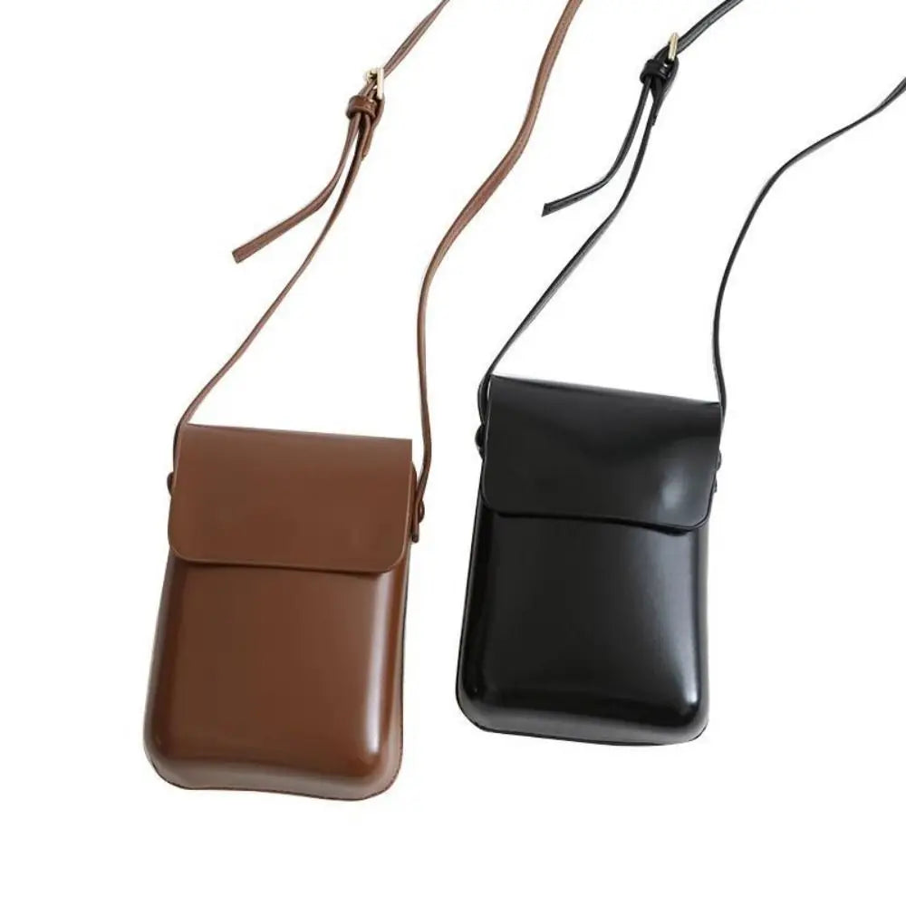 PU Leather Flap Crossbody Bags Phone Wallet Simple Solid Women Handbags Vertical Large Capacity Phone Shoulder Purses
