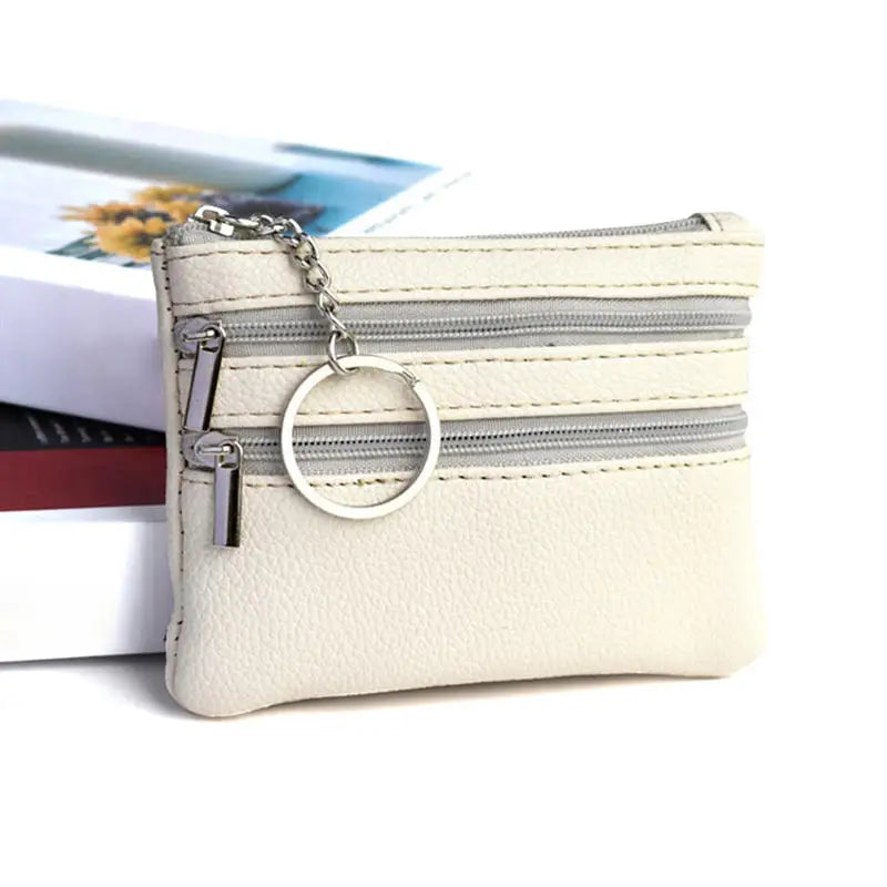 PU Leather Money Coin Purse 2025 New with Key Ring Waterproof Pocket Purse Zipper Wear-resistant Credit Card Holoder Male