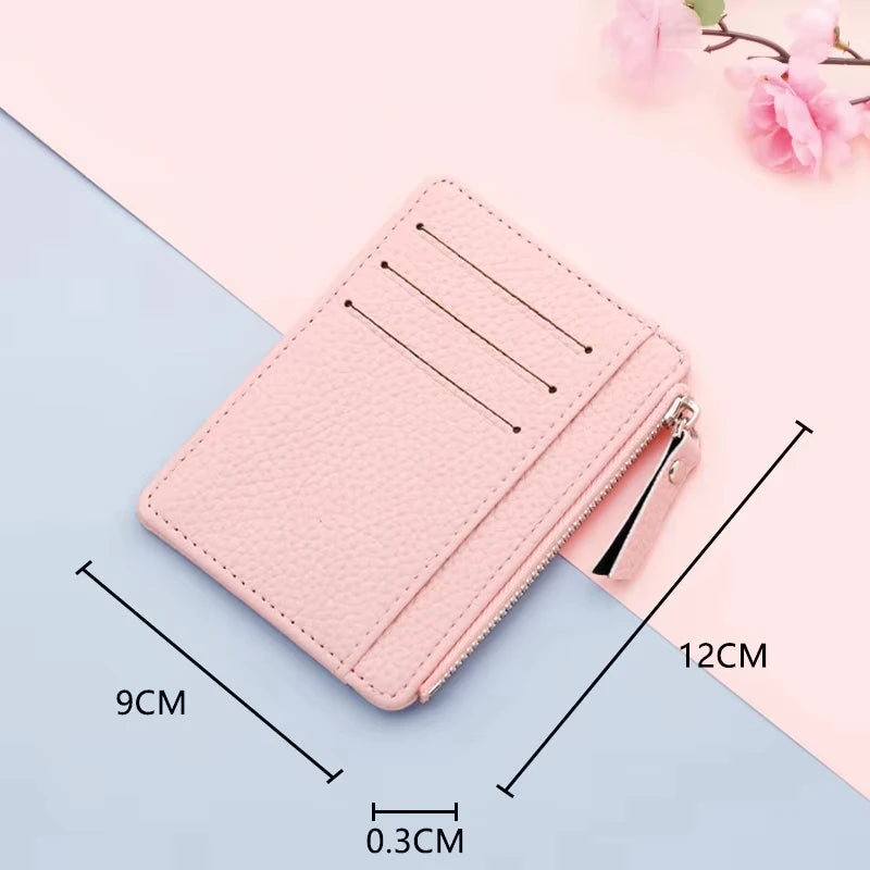 PU Leather Women ID Credit Bank Card Holder Zipper Slim Wallet Fashion Small Coin Purse Money Clip Case Cardholder Cover