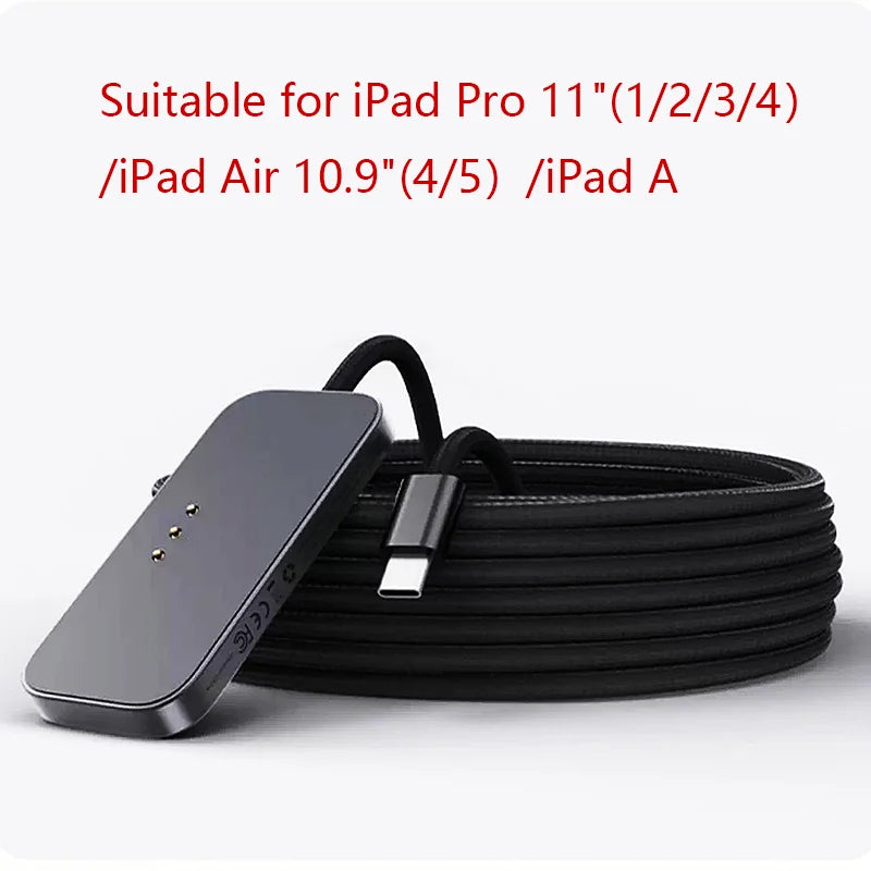 Aluminum Alloy Magnetic Charger with USB-C Cable Fast Charger Smart Wireless Charging Pad Compatible with iPad