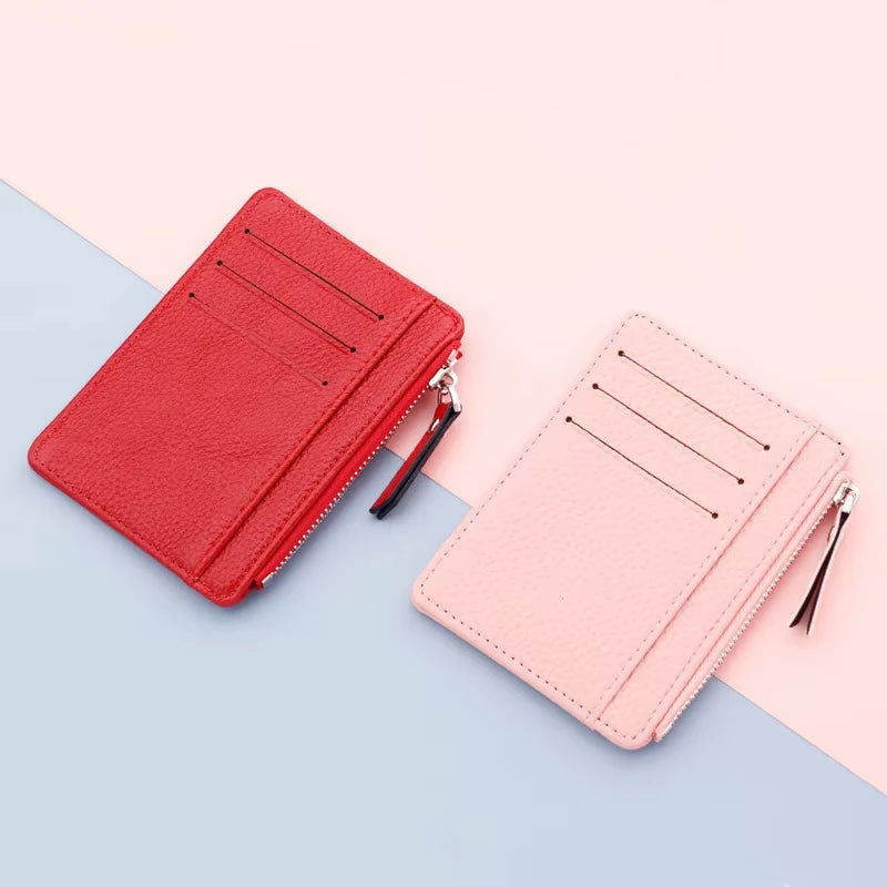 PU Leather Women ID Credit Bank Card Holder Zipper Slim Wallet Fashion Small Coin Purse Money Clip Case Cardholder Cover