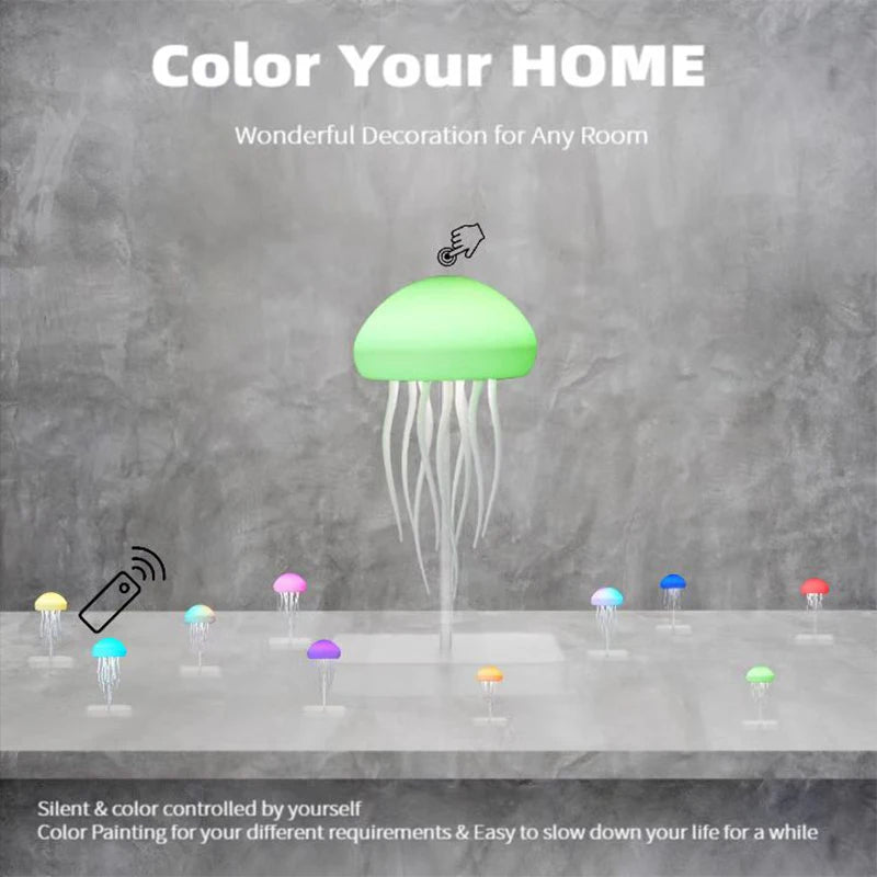LED Cute Jellyfish Night Light with Dancing Legs, RGB Gradient Lamp, Rechargeable Bedside Lamps with Touch Sensor