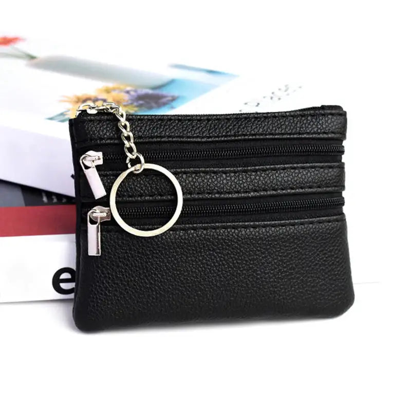 PU Leather Money Coin Purse 2025 New with Key Ring Waterproof Pocket Purse Zipper Wear-resistant Credit Card Holoder Male