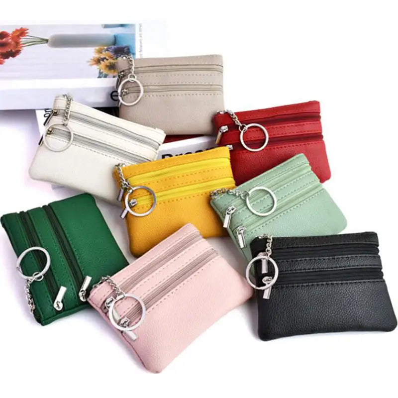 PU Leather Money Coin Purse 2025 New with Key Ring Waterproof Pocket Purse Zipper Wear-resistant Credit Card Holoder Male