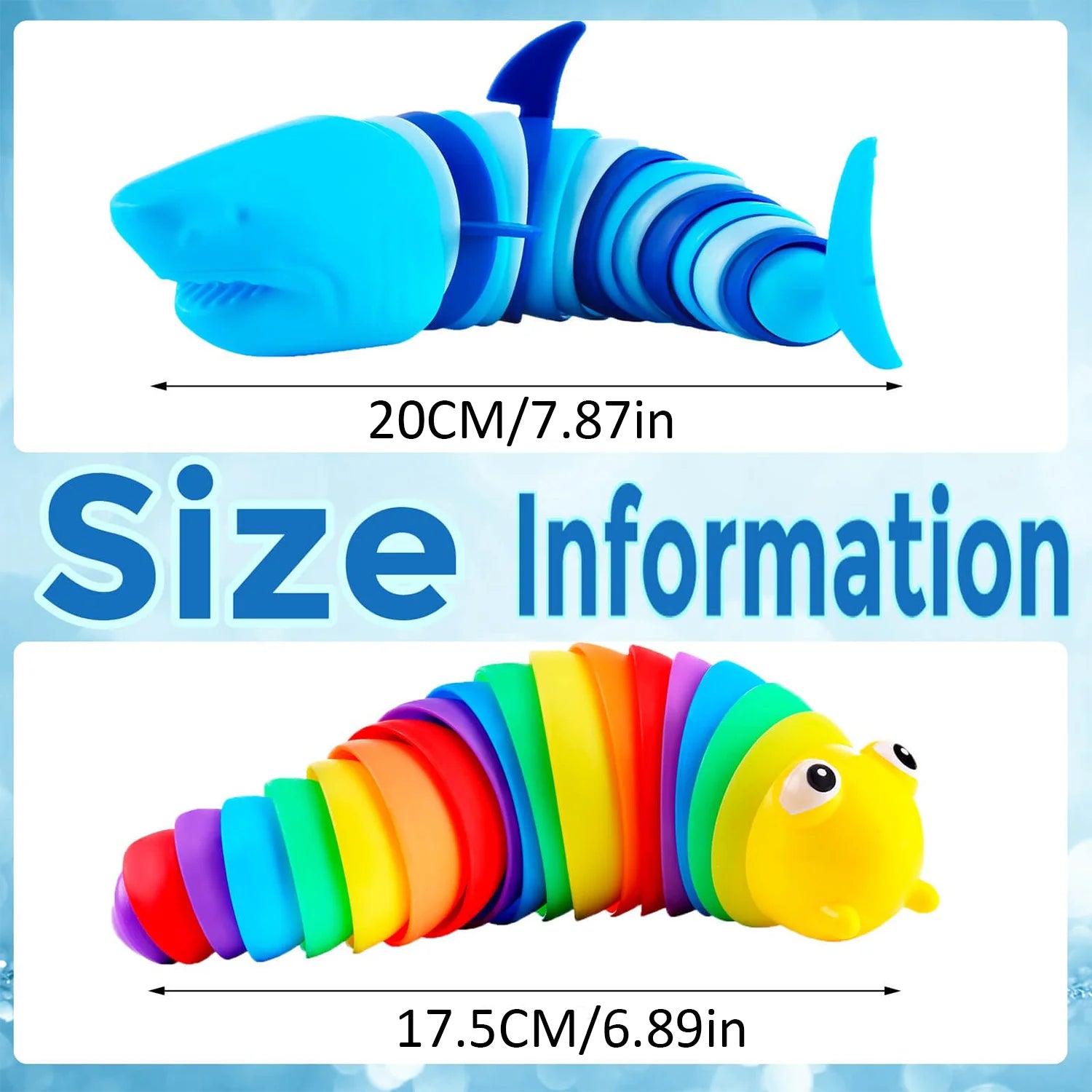 Sensory Slugs Caterpillar Toys, Autism and Stress Relieving Sensory Toys, Stress Relieving Shark Twist Music