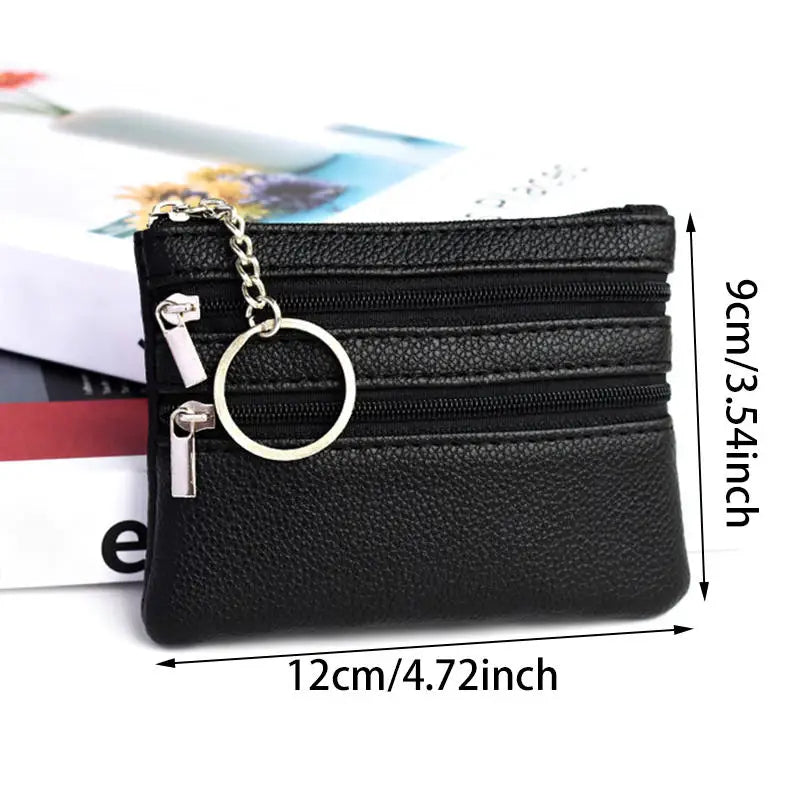 PU Leather Money Coin Purse 2025 New with Key Ring Waterproof Pocket Purse Zipper Wear-resistant Credit Card Holoder Male
