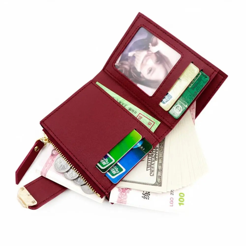 Fashion PU Leather Women Wallet Large Capacity Multiple Card Slots Short Purses Lightweight Zipper Coin Purse For Girls Women's