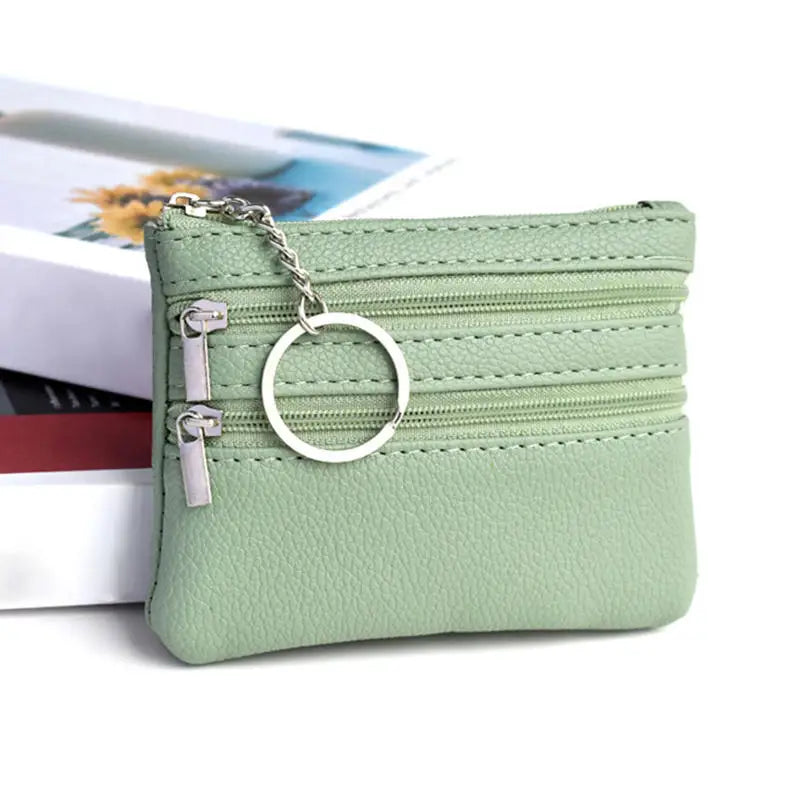 PU Leather Money Coin Purse 2025 New with Key Ring Waterproof Pocket Purse Zipper Wear-resistant Credit Card Holoder Male