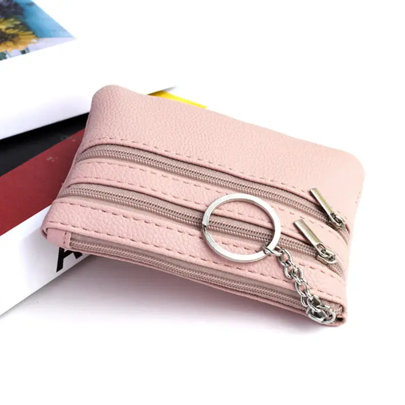PU Leather Money Coin Purse 2025 New with Key Ring Waterproof Pocket Purse Zipper Wear-resistant Credit Card Holoder Male