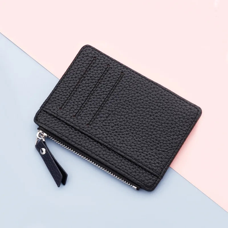 PU Leather Women ID Credit Bank Card Holder Zipper Slim Wallet Fashion Small Coin Purse Money Clip Case Cardholder Cover