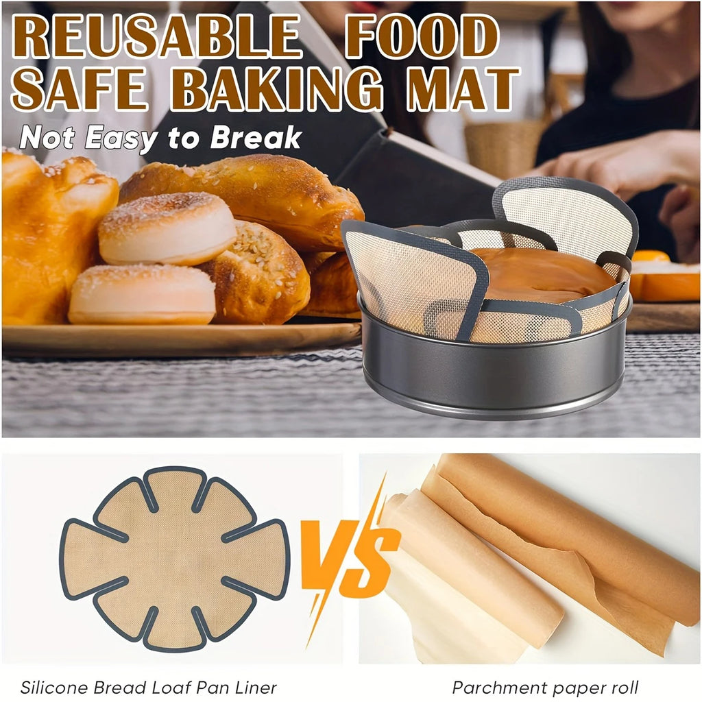1pc Silicone Bread Pan Liner for Baking, Reusable Food-Safe Bread Pan Mat with Safety Edge and Handle, Non-Stick Fits Bread Pans