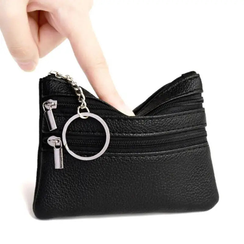 PU Leather Money Coin Purse 2025 New with Key Ring Waterproof Pocket Purse Zipper Wear-resistant Credit Card Holoder Male