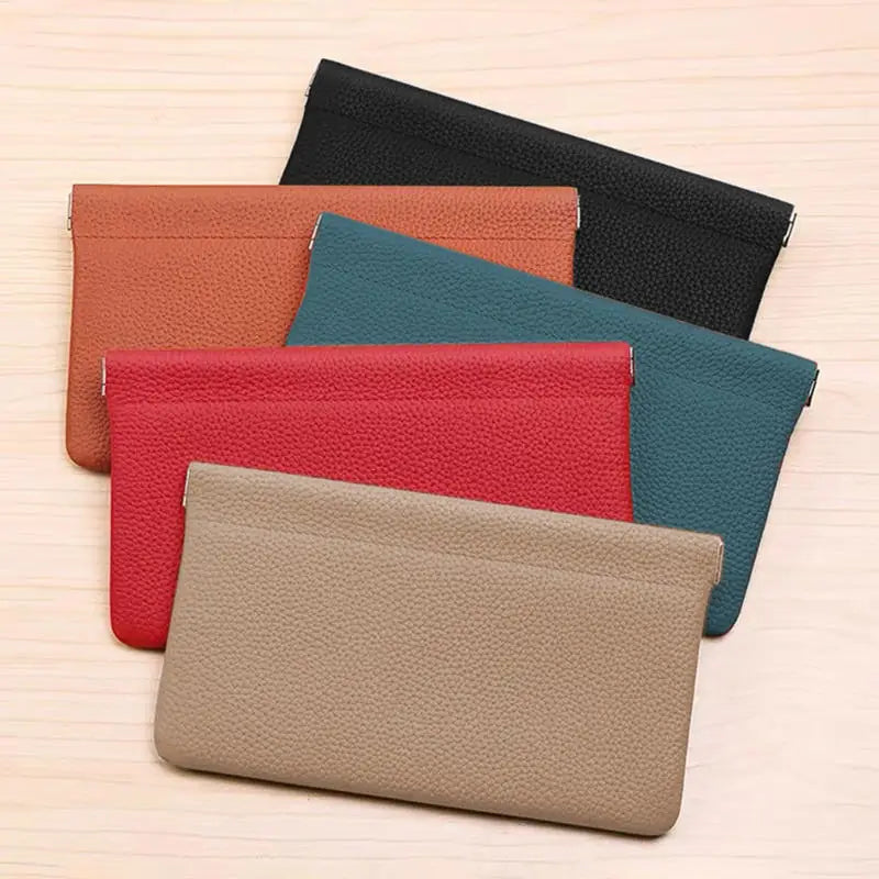 Portable PU Leather Wallet Automatic Closed Ultra-thin Coin Purse Large Capacity Phone Bag For Women Lady Girl Gift