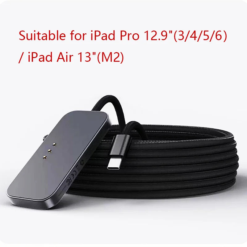 Aluminum Alloy Magnetic Charger with USB-C Cable Fast Charger Smart Wireless Charging Pad Compatible with iPad