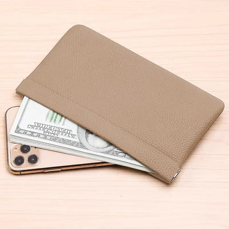 Portable PU Leather Wallet Automatic Closed Ultra-thin Coin Purse Large Capacity Phone Bag For Women Lady Girl Gift