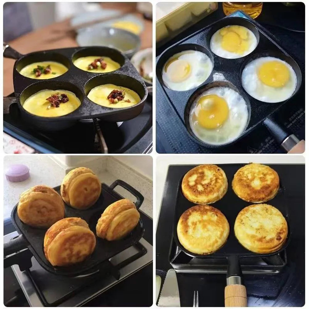 4-Hole Egg Frying Pan Nonstick Cookware Steak Pancake Pans Omelet Pan Frying Pot Suitable for Gas Stove Induction Cooker