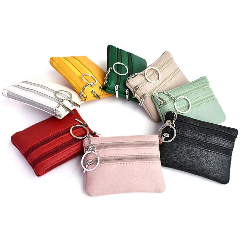 PU Leather Money Coin Purse 2025 New with Key Ring Waterproof Pocket Purse Zipper Wear-resistant Credit Card Holoder Male