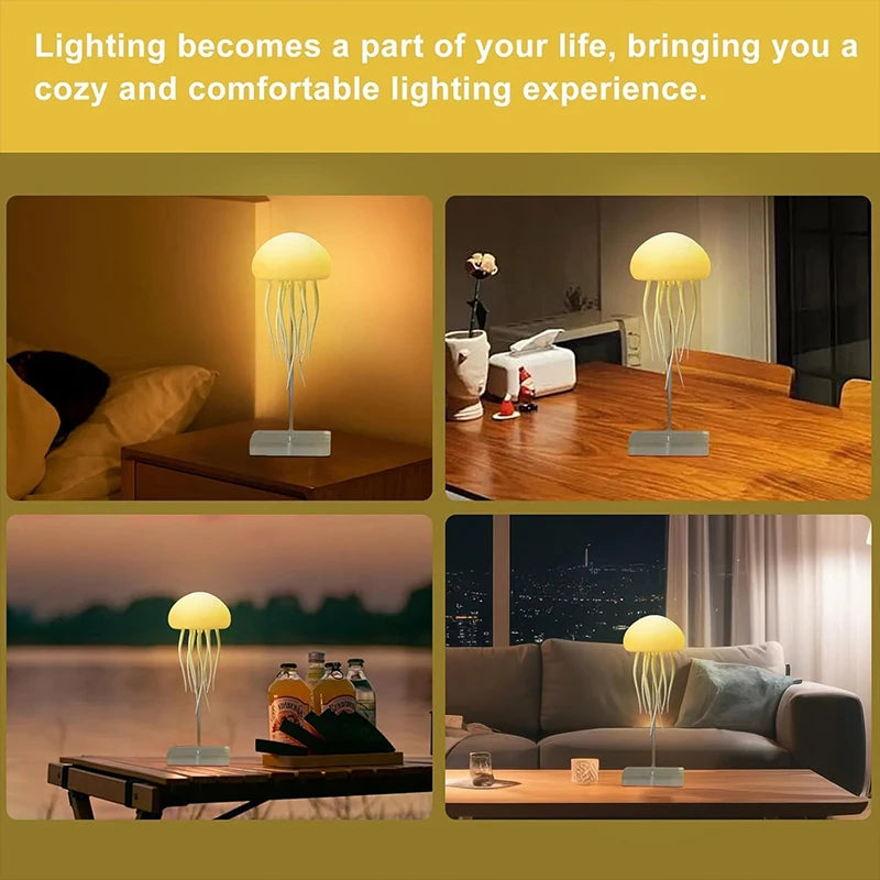 LED Cute Jellyfish Night Light with Dancing Legs, RGB Gradient Lamp, Rechargeable Bedside Lamps with Touch Sensor