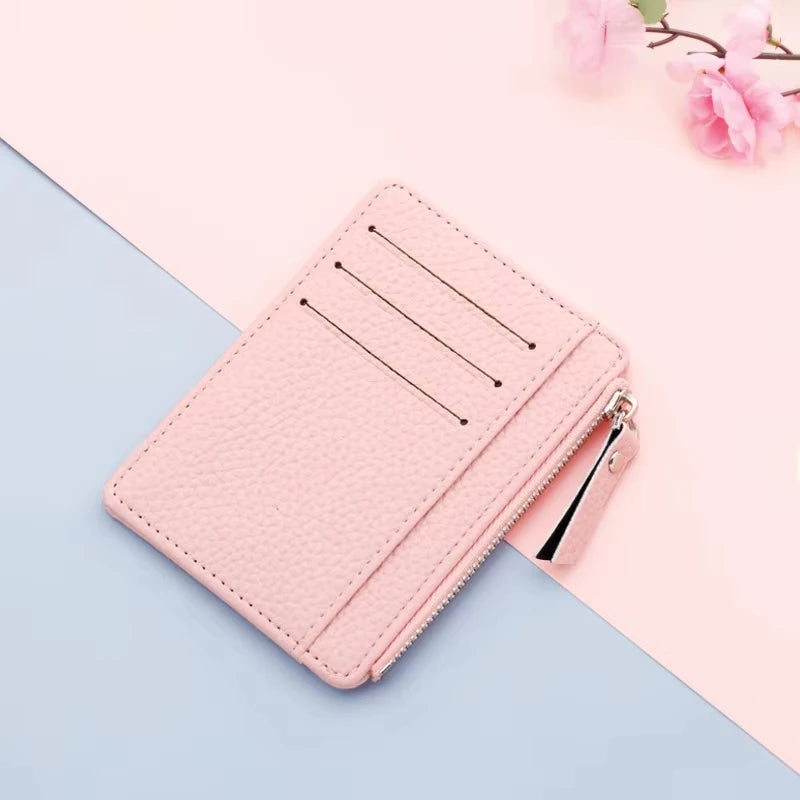 PU Leather Women ID Credit Bank Card Holder Zipper Slim Wallet Fashion Small Coin Purse Money Clip Case Cardholder Cover