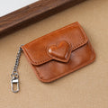 PULeather Card Holder Purse Women Cute Heart Shaped Small Wallet Multi-card Anti-magnetic Card Holder Travel Cash Coin Bag