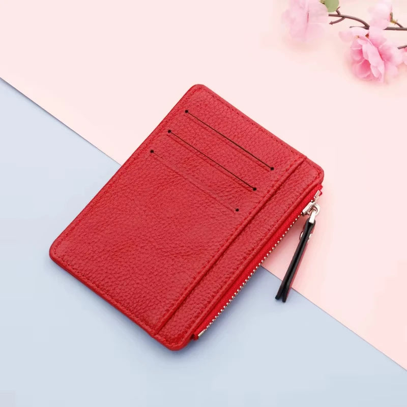PU Leather Women ID Credit Bank Card Holder Zipper Slim Wallet Fashion Small Coin Purse Money Clip Case Cardholder Cover