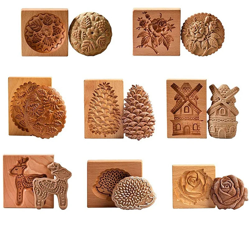 Cookie Mold Baking Supply Diy Cookie Cookie Gingerbread Cookie Cake Embossed Kitchen Baking Various Types Wooden Biscuit Cutters