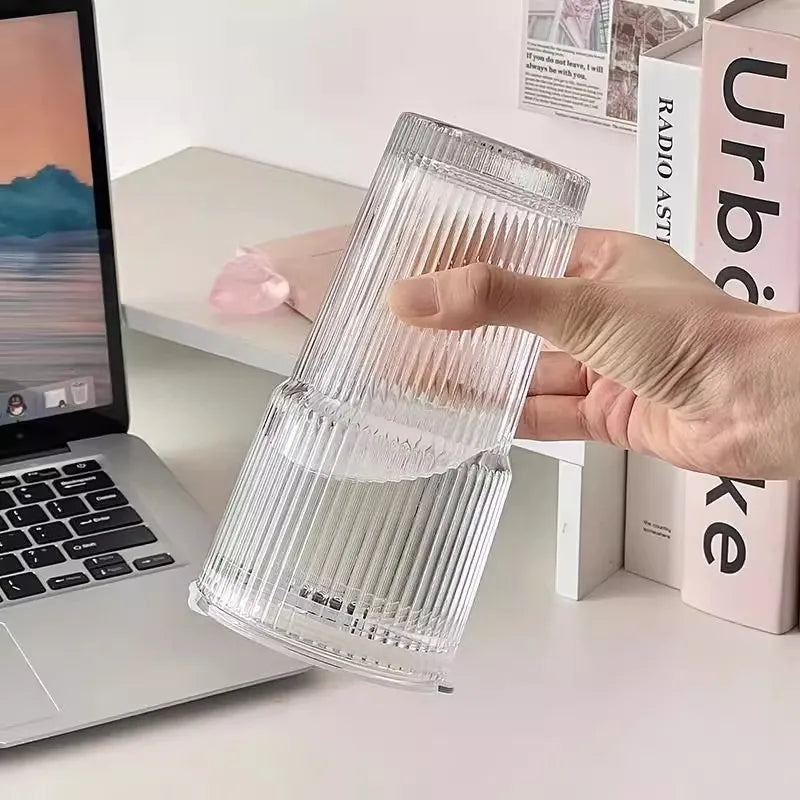 Large Capacity  Stripe Glass Coffee Cup With Lid Cover Straw Transparent Drinking Glasses For Juice Iced Coffee Mugs Drinkware