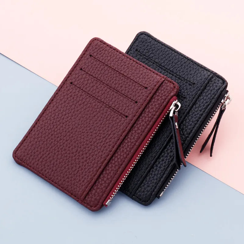 PU Leather Women ID Credit Bank Card Holder Zipper Slim Wallet Fashion Small Coin Purse Money Clip Case Cardholder Cover