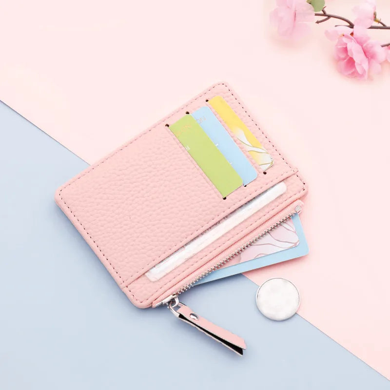PU Leather Women ID Credit Bank Card Holder Zipper Slim Wallet Fashion Small Coin Purse Money Clip Case Cardholder Cover