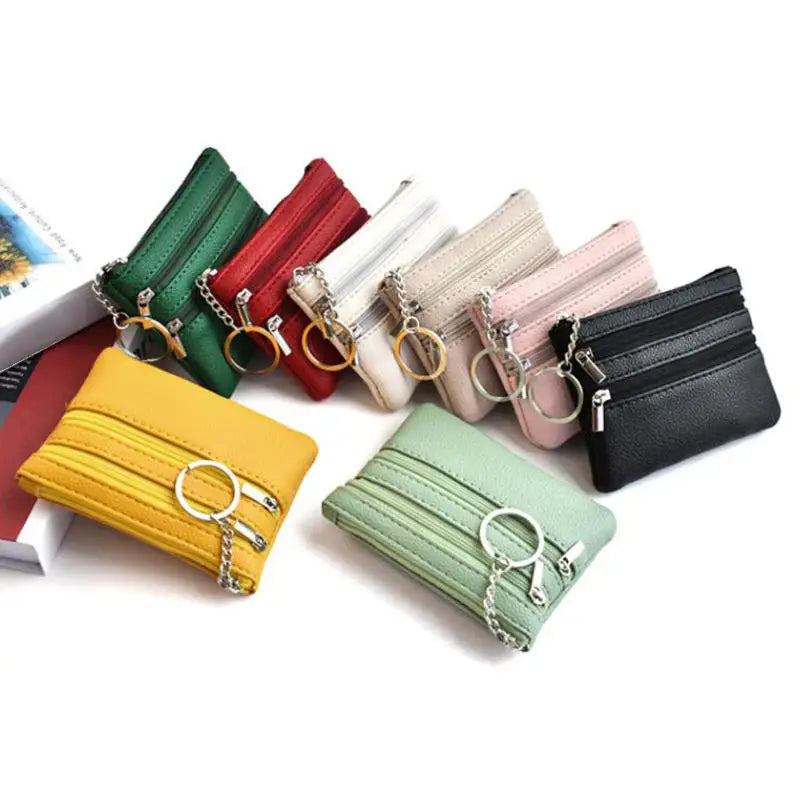 PU Leather Money Coin Purse 2025 New with Key Ring Waterproof Pocket Purse Zipper Wear-resistant Credit Card Holoder Male