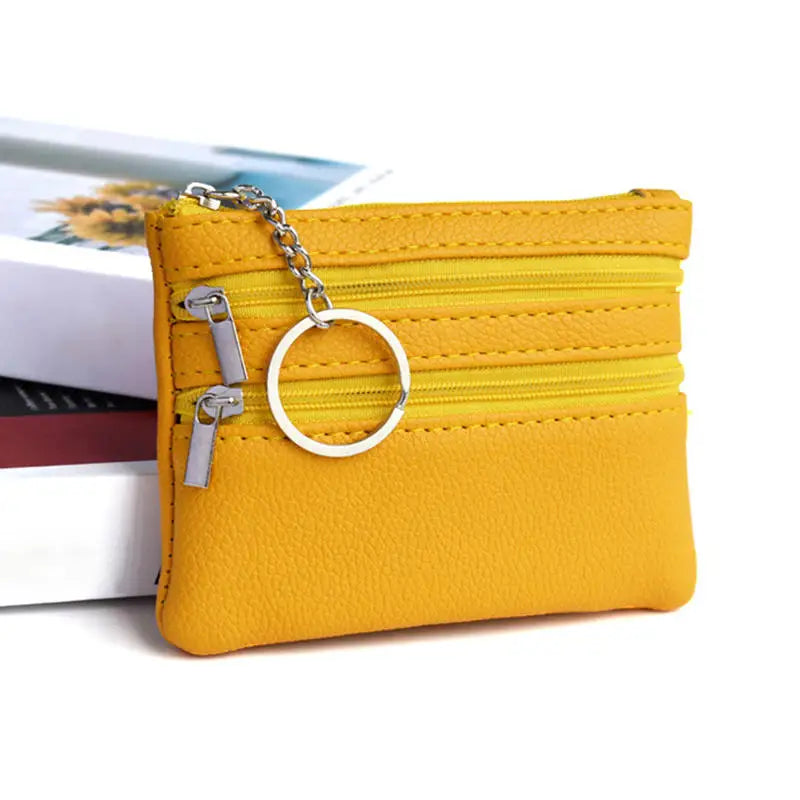 PU Leather Money Coin Purse 2025 New with Key Ring Waterproof Pocket Purse Zipper Wear-resistant Credit Card Holoder Male